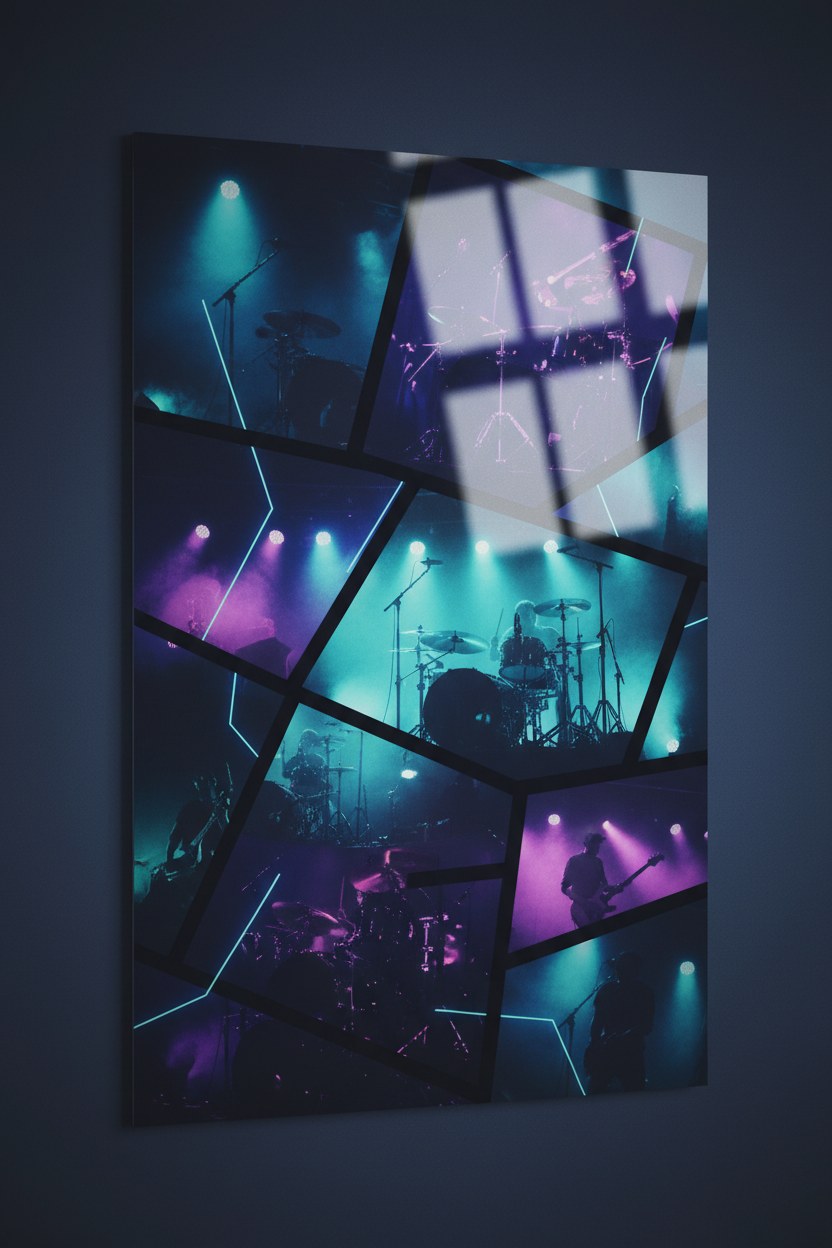 Setlist neon konser kolaj poster şablonu