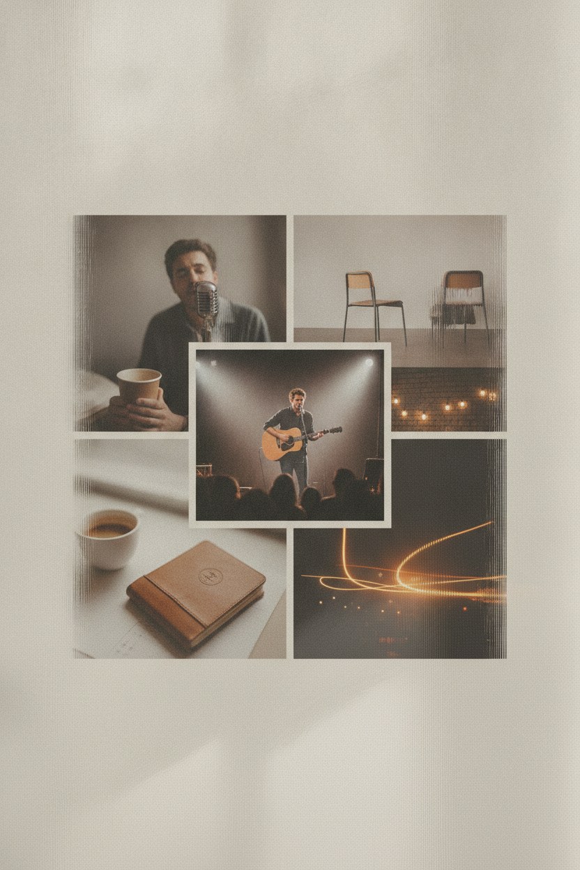 Akustik gece setlist kolaj poster şablonu